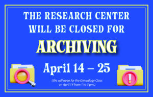Closed for archiving April 14 to 25, 2025